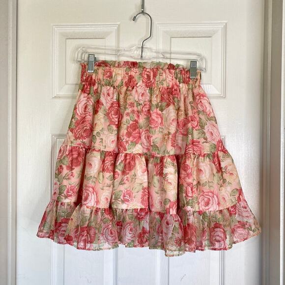 ALAMOUR Shailee Flare Skirt Set Rose Floral Pink Size Medium Romantic Girly - Picture 13 of 14